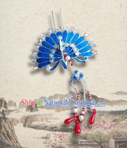 Chinese Ancient Queen Peacock Hairpins Palace Tassel Hair Clip Traditional Beijing Opera Diva Court Hair Accessories for Adults