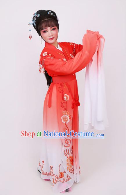 Traditional Chinese Peking Opera Diva Red Dress Ancient Court Princess Embroidered Costume for Women