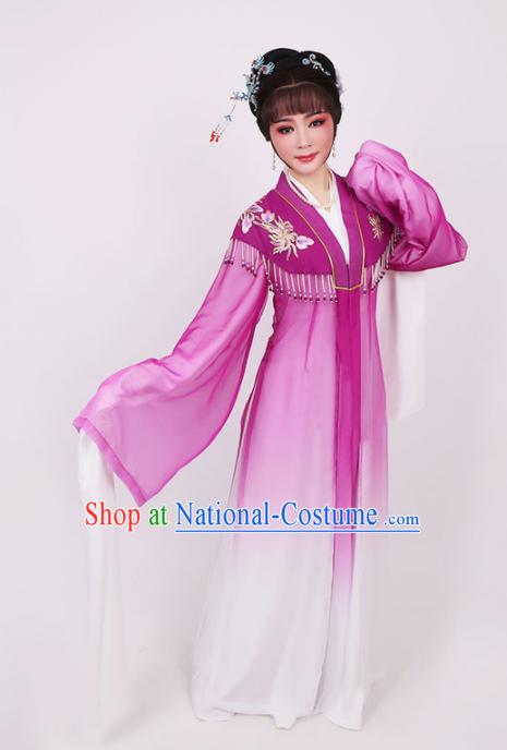 Traditional Chinese Peking Opera Diva Purple Dress Ancient Court Princess Embroidered Costume for Women