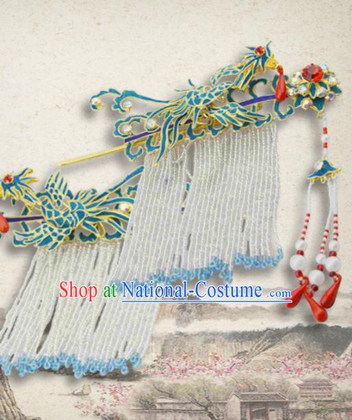 Chinese Ancient Palace Phoenix Tassel Hairpins Queen Hair Clip Traditional Beijing Opera Diva Court Hair Accessories for Adults