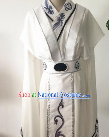 Chinese Traditional Opera Court Queen White Dress Ancient Beijing Opera Diva Embroidered Costume for Women