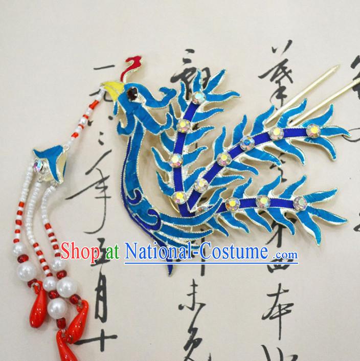 Chinese Ancient Princess Hairpins Palace Phoenix Tassel Hair Clip Traditional Beijing Opera Diva Court Hair Accessories for Adults