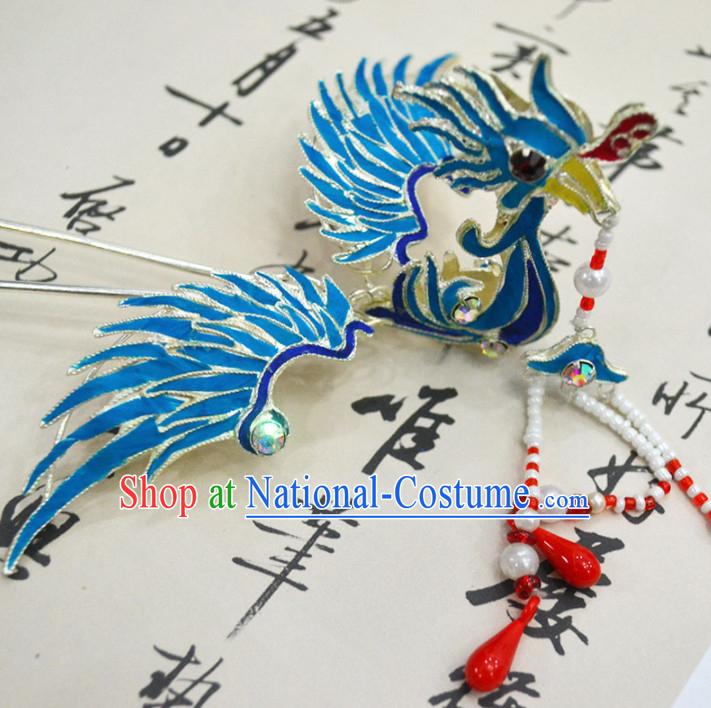 Chinese Ancient Princess Phoenix Tassel Hairpins Palace Hair Clip Traditional Beijing Opera Diva Court Hair Accessories for Adults