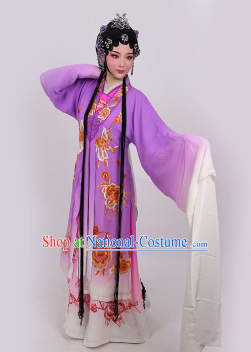 Chinese Traditional Peking Opera Queen Actress Embroidered Purple Dress Ancient Empress Costume for Women