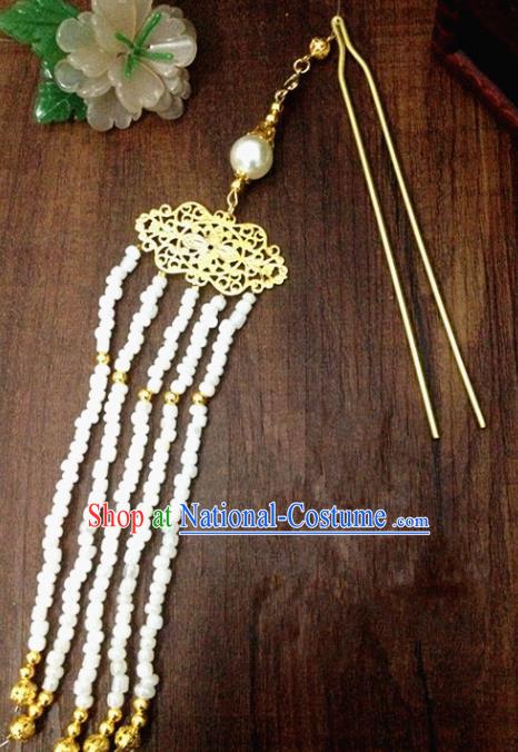 Chinese Ancient Princess Beads Tassel Hairpins Traditional Hanfu Palace Wedding Hair Accessories for Women