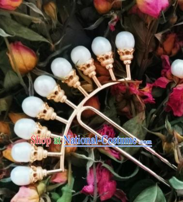 Chinese Ancient Princess Pearls Hairpins Traditional Hanfu Hair Accessories for Women