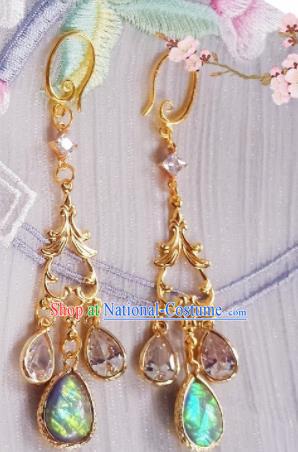 Chinese Ancient Palace Princess Golden Earrings Traditional Hanfu Jewelry Accessories for Women