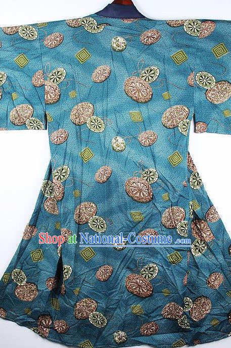 Japanese Traditional Printing Blue Kimono Asian Japan National Costume for Men