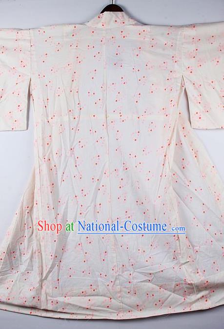 Japanese Traditional Ceremony Costume Printing White Furisode Kimono Asian Japan National Yukata Dress for Women