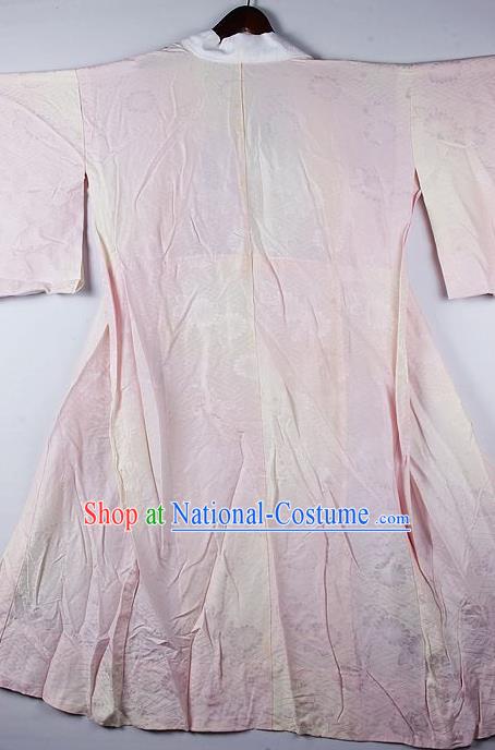 Japanese Traditional Ceremony Costume Printing Daisy Pink Furisode Kimono Asian Japan National Yukata Dress for Women