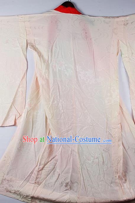 Japanese Traditional Ceremony Costume Light Pink Furisode Kimono Asian Japan National Yukata Dress for Women