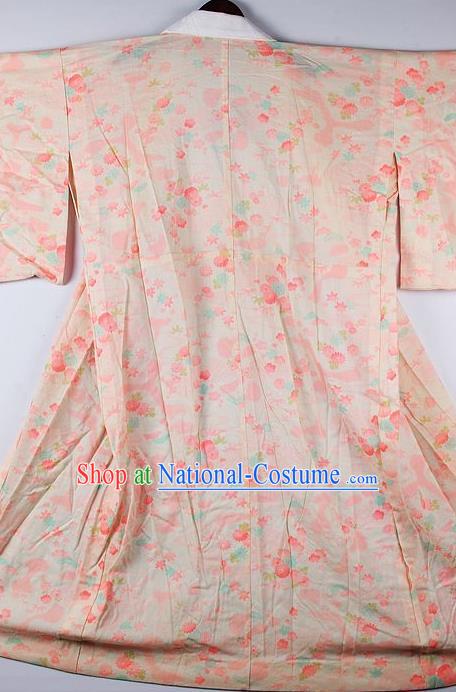 Japanese Traditional Ceremony Costume Printing Peach Blossom Furisode Kimono Asian Japan National Yukata Dress for Women