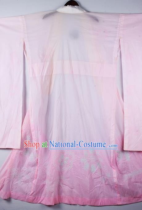 Japanese Traditional Ceremony Costume Light Pink Furisode Kimono Asian Japan National Yukata Dress for Women