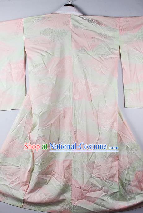 Japanese Traditional Ceremony Costume Printing Chrysanthemum Furisode Kimono Asian Japan National Yukata Dress for Women