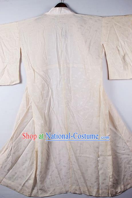 Japanese Traditional Ceremony Costume Beige Furisode Kimono Asian Japan National Yukata Dress for Women