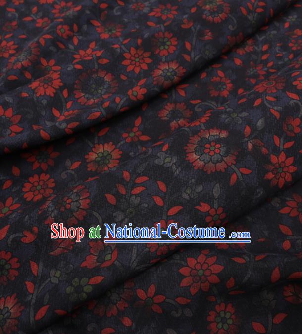 Traditional Chinese Classical Flowers Pattern Design Navy Gambiered Guangdong Gauze Asian Brocade Silk Fabric