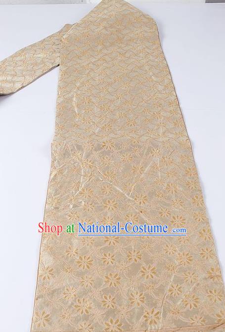 Japanese Ceremony Kimono Classical Twine Pattern Design Light Golden Brocade Belt Asian Japan Traditional Yukata Waistband for Women