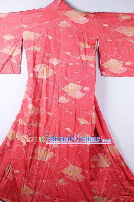 Japanese Traditional Ceremony Costume Pink Furisode Kimono Asian Japan National Yukata Dress for Women