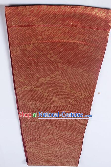 Asian Japanese Yukata Accessories Classical Pattern Rust Red Brocade Belt Japan Traditional Kimono Waistband for Women