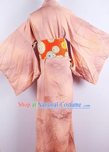 Asian Japanese Ceremony Printing Cherry Blossom Pink Kimono Dress Traditional Japan Yukata Costume for Women