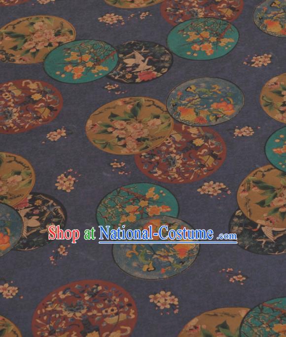 Chinese Classical Flowers Vase Pattern Design Navy Gambiered Guangdong Gauze Traditional Asian Brocade Silk Fabric