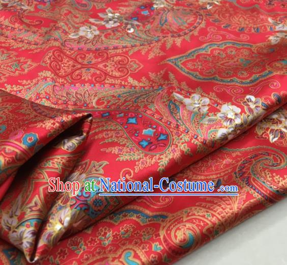 Asian Chinese Classical Pattern Rosy Brocade Satin Drapery Traditional Cheongsam Brocade Silk Fabric