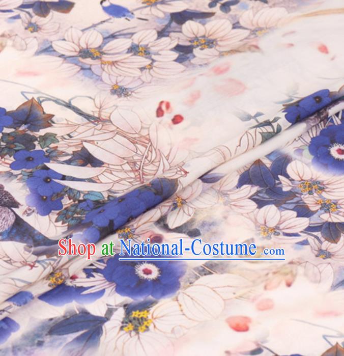 Asian Chinese Classical Flowers Pattern Gambiered Guangdong Gauze Traditional Cheongsam Brocade Silk Fabric