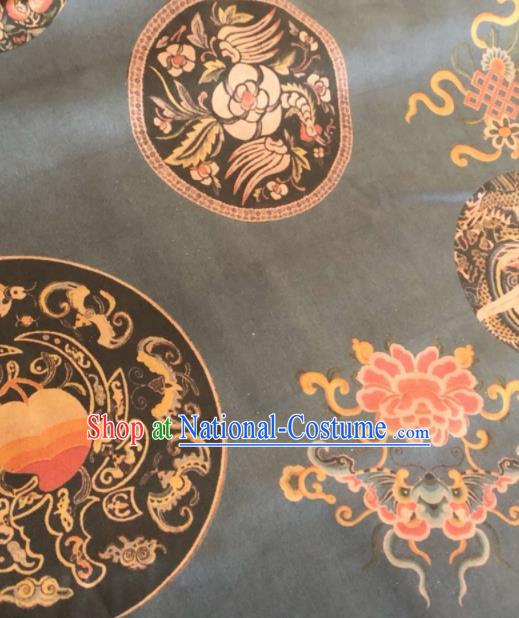 Asian Chinese Classical Butterfly Peony Pattern Black Satin Drapery Gambiered Guangdong Gauze Brocade Traditional Cheongsam Brocade Silk Fabric