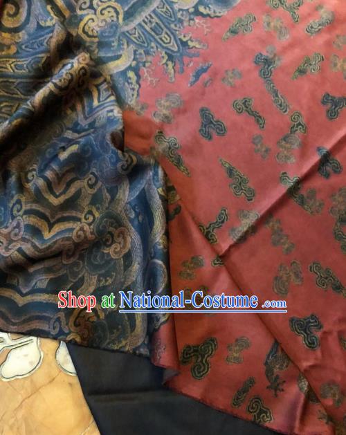 Asian Chinese Classical Dragons Pattern Satin Drapery Gambiered Guangdong Gauze Brocade Traditional Cheongsam Brocade Silk Fabric