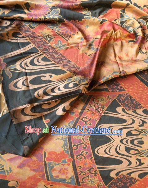 Asian Chinese Classical Plum Peony Pattern Satin Drapery Gambiered Guangdong Gauze Brocade Traditional Cheongsam Brocade Silk Fabric