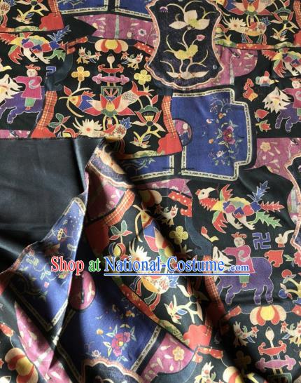 Asian Chinese Classical Flowers Pattern Satin Drapery Gambiered Guangdong Gauze Brocade Traditional Cheongsam Brocade Silk Fabric