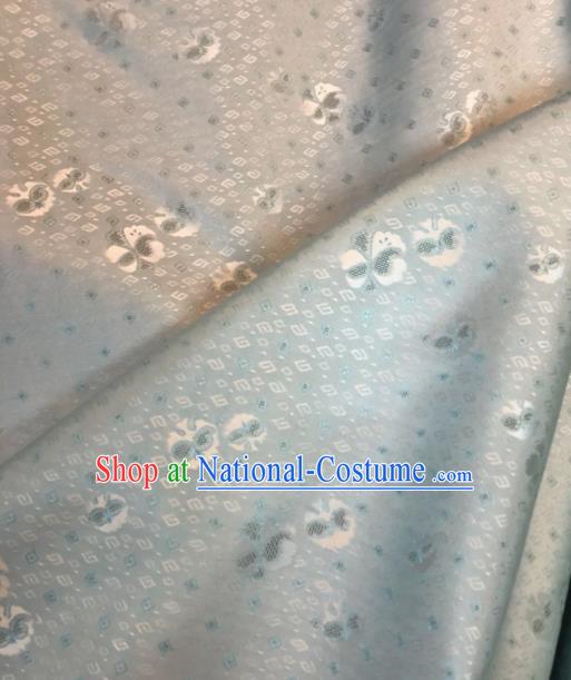 Asian Chinese Classical Auspicious Pattern Light Blue Satin Drapery Gambiered Guangdong Gauze Brocade Traditional Cheongsam Brocade Silk Fabric