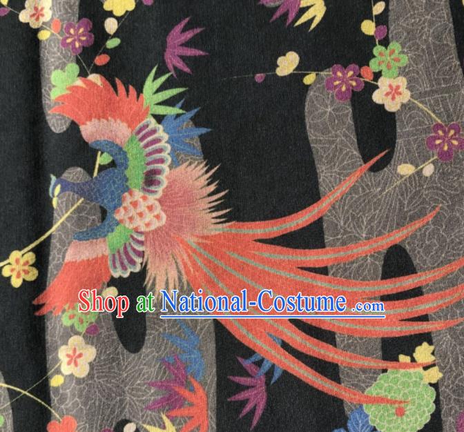 Asian Chinese Classical Red Phoenix Chrysanthemum Pattern Satin Drapery Gambiered Guangdong Gauze Brocade Traditional Cheongsam Brocade Silk Fabric