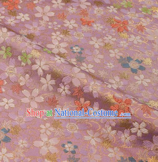 Japanese Traditional Kimono Classical Sakura Pattern Pink Brocade Damask Asian Japan Satin Drapery Silk Fabric