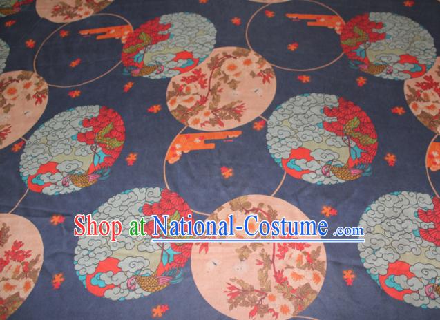 Asian Chinese Cheongsam Classical Clouds Pattern Navy Gambiered Guangdong Gauze Satin Drapery Brocade Traditional Brocade Silk Fabric