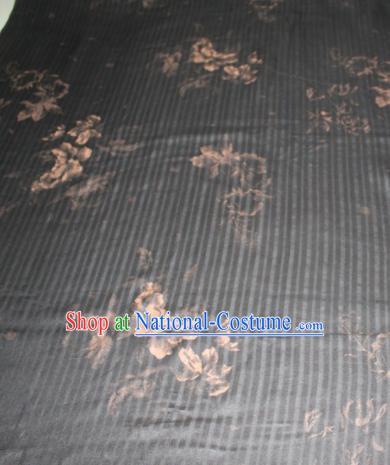 Chinese Traditional Cheongsam Classical Pattern Deep Grey Gambiered Guangdong Gauze Asian Satin Drapery Brocade Silk Fabric