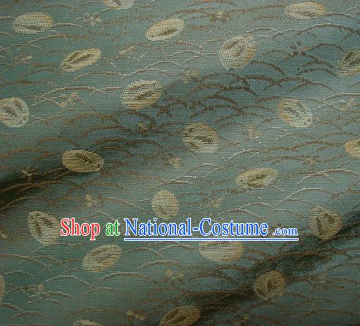 Japanese Traditional Kimono Classical Rabbit Pattern Green Brocade Damask Asian Japan Nishijin Satin Drapery Silk Fabric