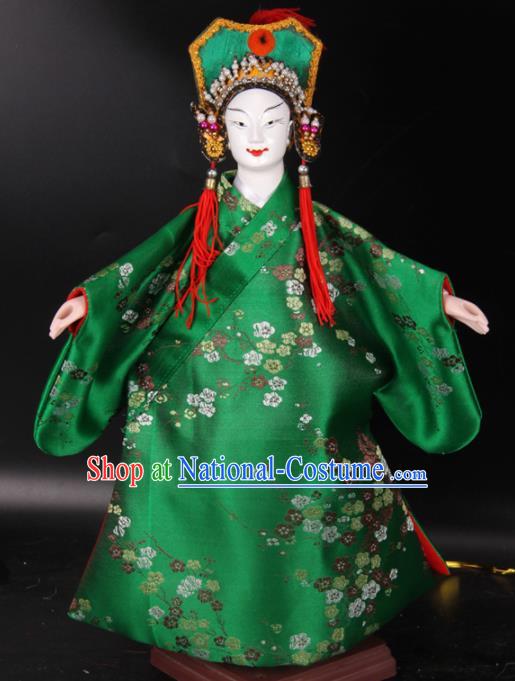 Traditional Chinese Handmade Green Robe Niche Puppet Marionette Puppets String Puppet Wooden Image Arts Collectibles