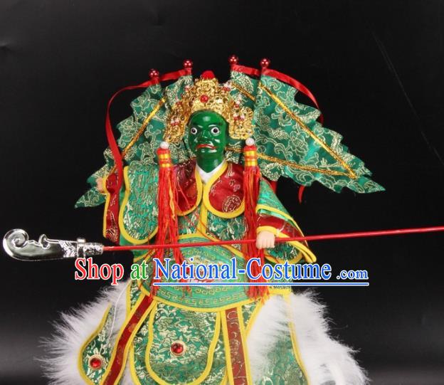 Traditional Chinese Handmade Green Armor Takefu Puppet Marionette Puppets String Puppet Wooden Image Arts Collectibles