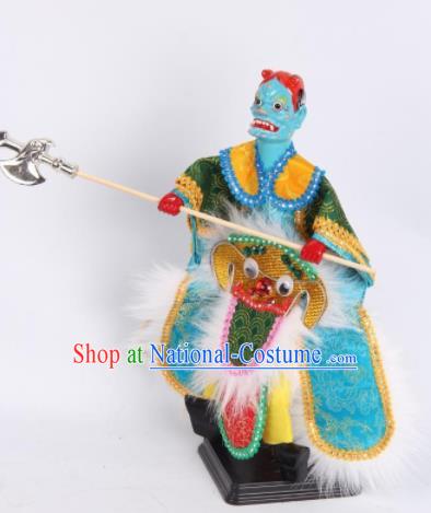 Traditional Chinese Handmade Green Clothing Takefu Puppet Marionette Puppets String Puppet Wooden Image Arts Collectibles