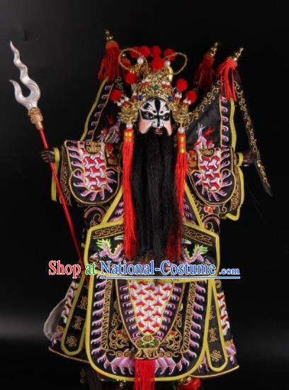 Traditional Chinese Handmade Pink Armor Zhang Fei Puppet Marionette Puppets String Puppet Wooden Image Arts Collectibles