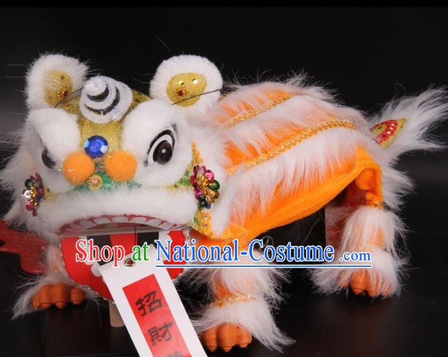 Traditional Chinese Handmade Yellow Lion Puppet Marionette Puppets String Puppet Wooden Image Arts Collectibles