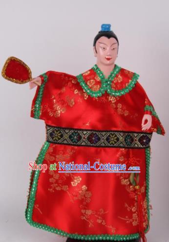 Traditional Chinese Handmade Red Robe Scholar Puppet Marionette Puppets String Puppet Wooden Image Arts Collectibles