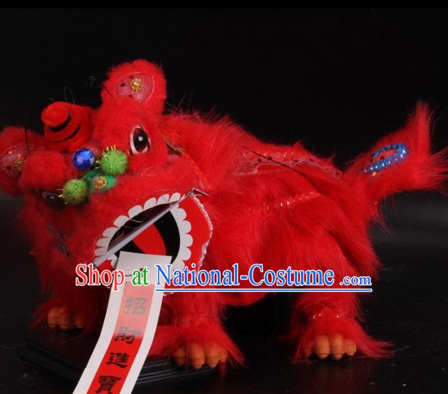 Traditional Chinese Handmade Red Lion Puppet Marionette Puppets String Puppet Wooden Image Arts Collectibles