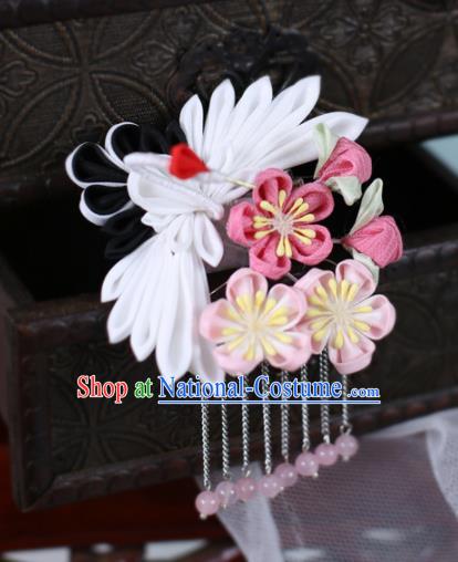 Japanese Traditional Hair Accessories Asian Japan Geisha White Crane Hair Claw Hairpins for Women