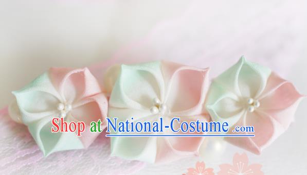 Asian Japan Geisha Green Sakura Hair Claw Japanese Traditional Hair Accessories for Women