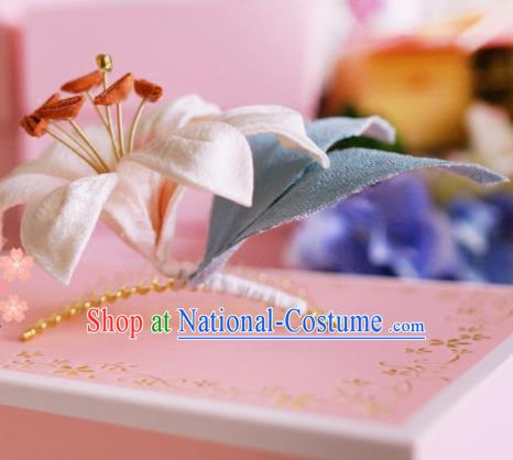 Asian Japan Geisha Lily Flower Hair Claw Japanese Traditional Hair Accessories for Women