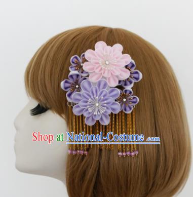 Asian Japan Traditional Geisha Tassel Hair Claw Japanese Kimono Hair Accessories for Women