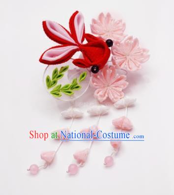 Japanese Traditional Hair Accessories Asian Japan Geisha Goldfish Sakura Tassel Hairpins for Women