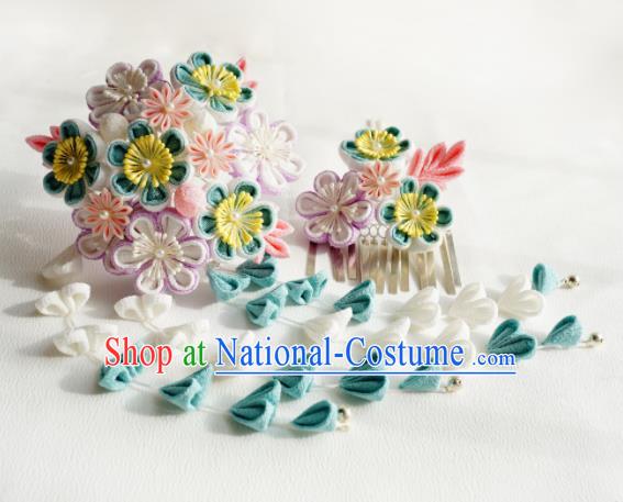 Asian Japan Traditional Geisha Sakura Tassel Hairpins Japanese Kimono Hair Accessories for Women